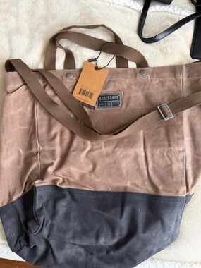 Brown and Black Canvas Duffel Tote